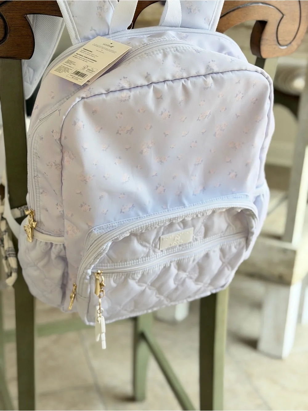 Light Blue Floral Backpack for Women